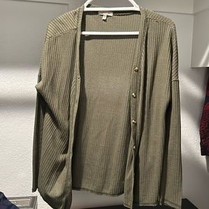 Olive green button down cardigan. Barely worn. Small
